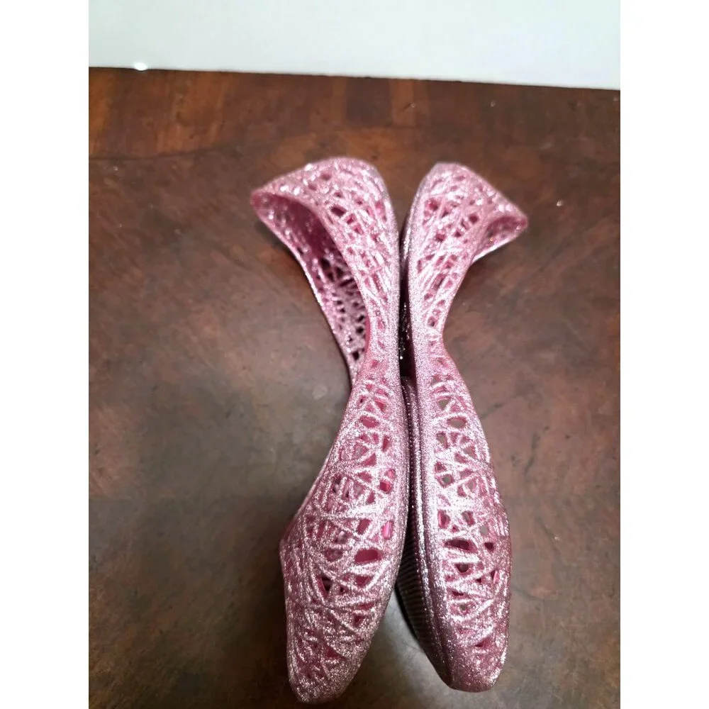 Mel Melissa Campana Youth Pink Glitter Jelly Flats Ballet Shoes Size‎ 3
